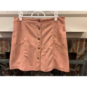 Blue Wren button front women’s medium pink winter skirt, mini (Bin BB)